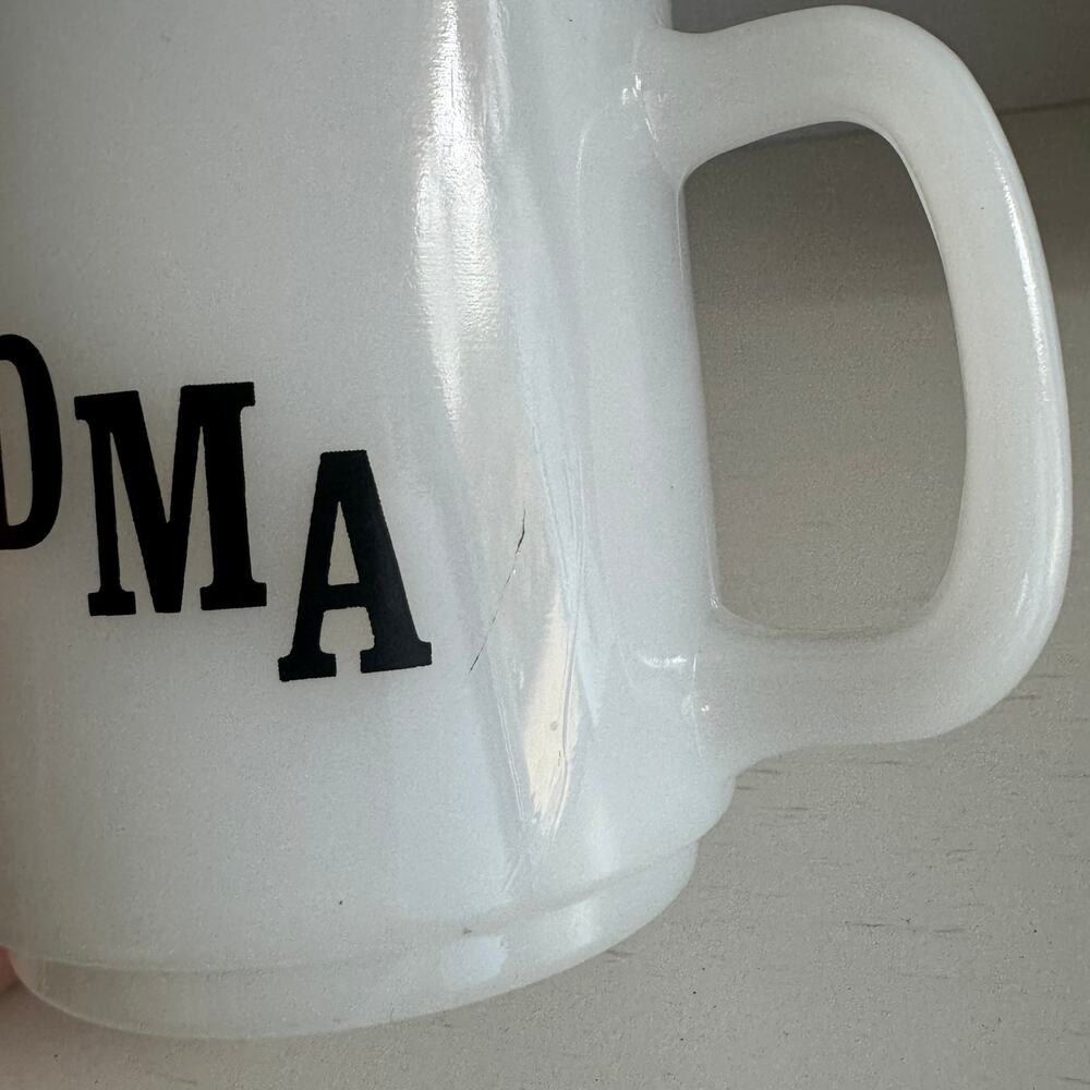 Vintage Glasbake USA Milk Glass Grandma Mug Coffee Cup w/ Grandmother Poem - Picture 5 of 10